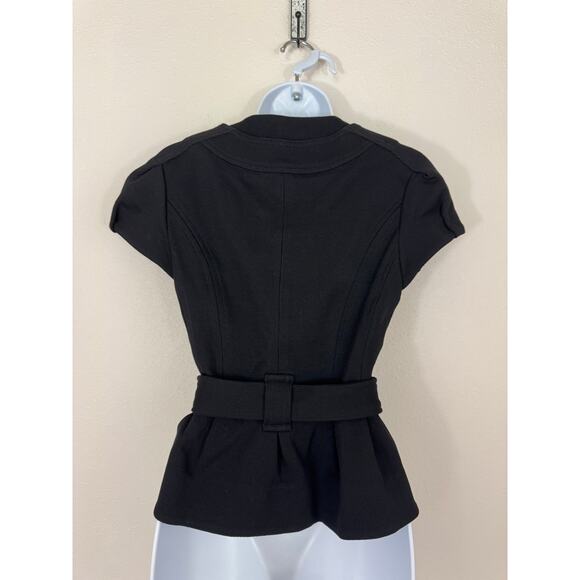Diane von Furstenberg Black Knit Belted Button Top Size 6 - Picture 5 of 7